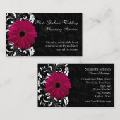 Carte De Visite Fuchsia Scroll Gerbera Daisy avec noir et blanc (Devant / Derrière)