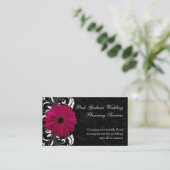 Carte De Visite Fuchsia Scroll Gerbera Daisy avec noir et blanc (Debout devant)