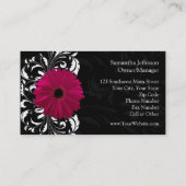 Carte De Visite Fuchsia Scroll Gerbera Daisy avec noir et blanc (Dos)