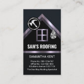 Carte De Visite Fuite du toit de maison en argent (Devant)