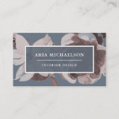 Carte De Visite Fumé bleu et Rose poussiéreux avec texte blanc (Devant)