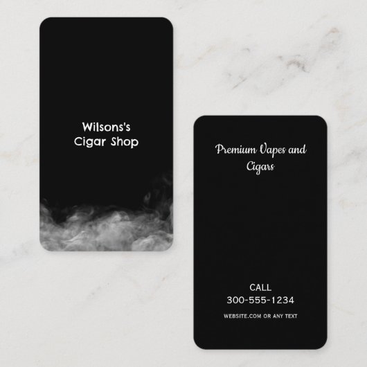 Carte De Visite Fumer Boutique Vape Noir (Devant / Derrière)