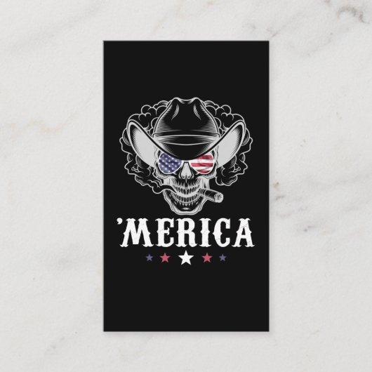 Carte De Visite Fumer crâne Cowboy Merica 4 juillet Américain F (Devant)