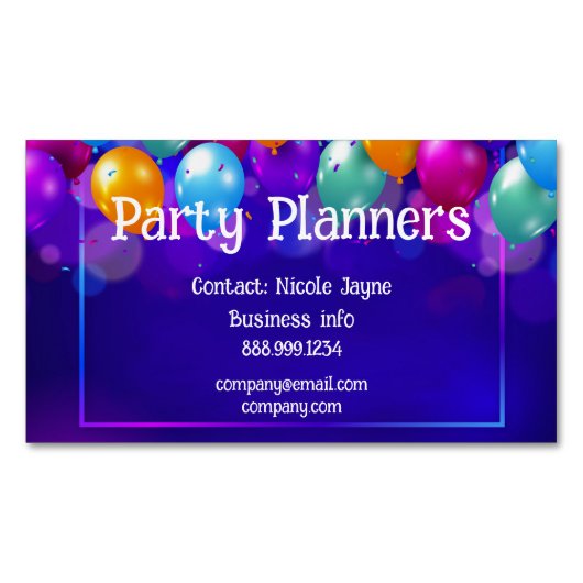 Carte de visite Fun Balloon Party ou Event Planner (devant)