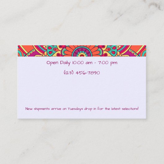 Carte De Visite Fun Bright Bohemian Mandala (Dos)