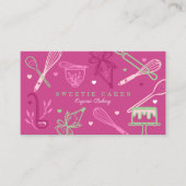 Carte De Visite Fun Colorful Baking & Cuisine Ustensile rose (Devant)