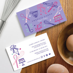 Carte De Visite Fun Colorful Baking & Cuisine Ustensile violet
