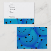 Carte De Visite Fun Cool Happy Blue Faces (Devant / Derrière)