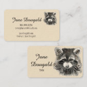 Carte De Visite Fun Cute Aquarelle Raccoon Animal (Devant / Derrière)