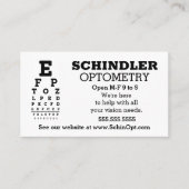 Carte De Visite Fun Eyechart Opticien (Devant)