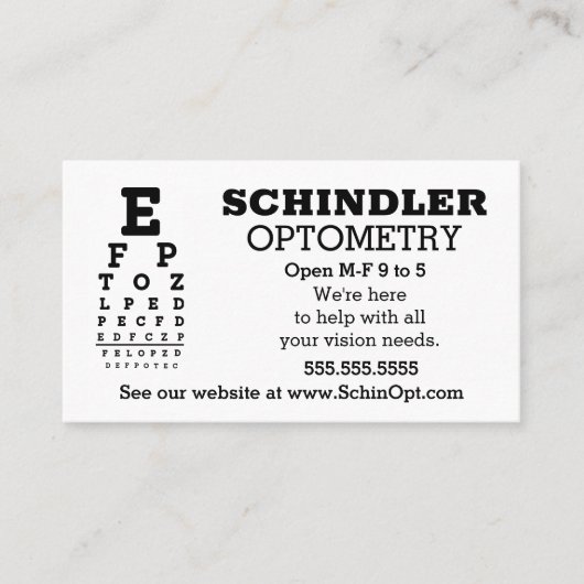 Carte De Visite Fun Eyechart Opticien (Devant)