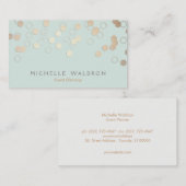 Carte De Visite Fun Festif Gold Confetti Event Planner Light Blue (Devant / Derrière)