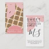 Carte De Visite Fun Frosting Gâteau Boulangerie Waffle rose (Devant / Derrière)