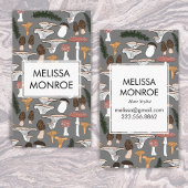 Carte De Visite Fun Fungi Champignons Champignons Motifs fougères 