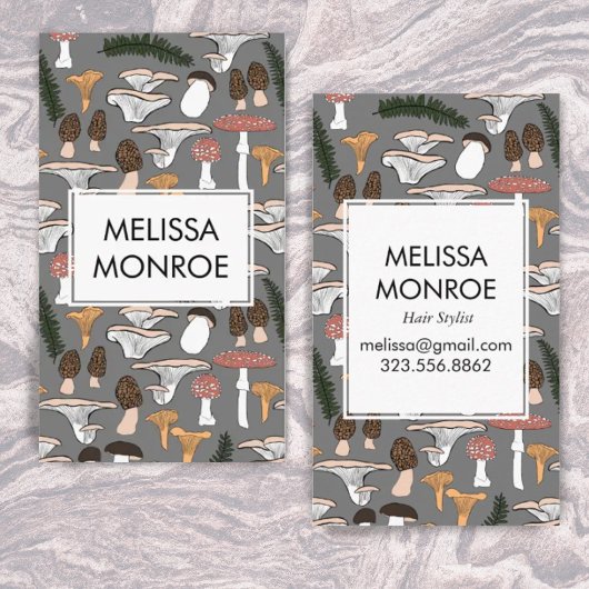 Carte De Visite Fun Fungi Champignons Champignons Motifs fougères
