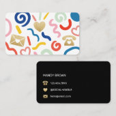 Carte De Visite Fun & Funky Abstrait Motif Icon Blanc & Noir (Devant / Derrière)