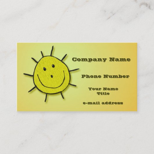 Carte De Visite Fun Happy Sun Faux Broderie (Devant)