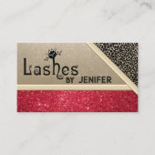 Carte De Visite Fun léopard scintillement chat noir lashes code QR (Devant)