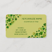Carte De Visite Fun Lucky Green Four Leaf Clover Gold Horseshoe (Devant)