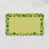 Carte De Visite Fun Lucky Green Four Leaf Clover Gold Horseshoe (Dos)