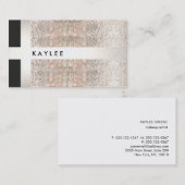 Carte De Visite Fun Modern Faux Silver Stripes sur Sequins (Devant / Derrière)