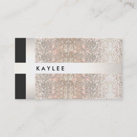Carte De Visite Fun Modern Faux Silver Stripes sur Sequins (Devant)