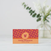 Carte De Visite Fun Monogram Cranberry & Orange Motif (Debout devant)