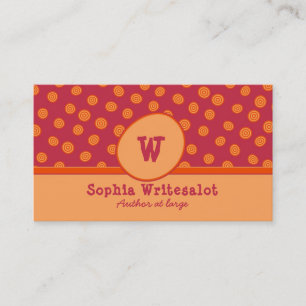 Carte De Visite Fun Monogram Cranberry & Orange Motif