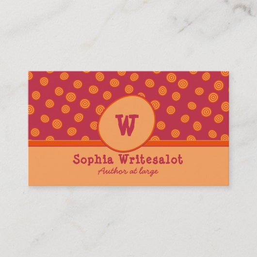 Carte De Visite Fun Monogram Cranberry & Orange Motif (Devant)