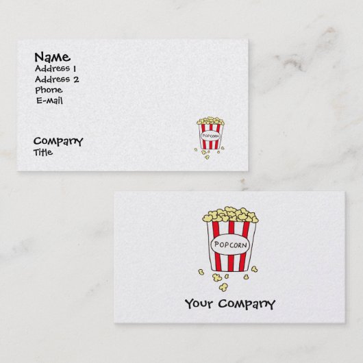 Carte De Visite Fun Movie Theatre Popcorn Diner Restaurant (Devant / Derrière)