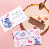 Carte De Visite Fun Pink Bleu Marbre Boulangerie Gâteaux Outils &