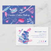 Carte De Visite Fun Pink Bleu Marbre Boulangerie Gâteaux Outils & (Devant / Derrière)