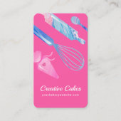 Carte De Visite Fun Pink Boulangerie en marbre bleu Outils & Usten (Devant)