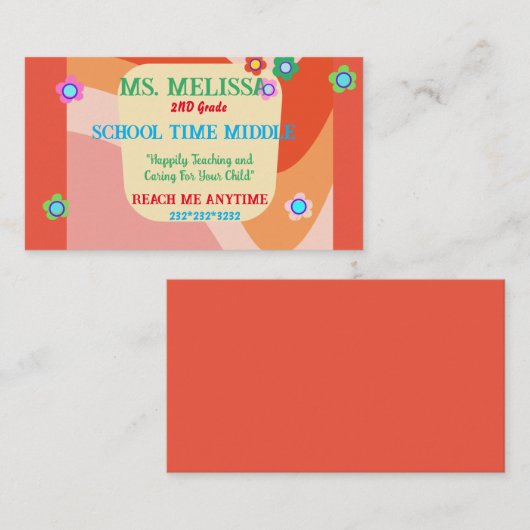 Carte De Visite Fun Retro School Style Design (Devant / Derrière)