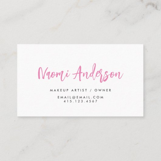 Carte De Visite Fun Rose + Rouge Moderne Calligraphie Script (Dos)