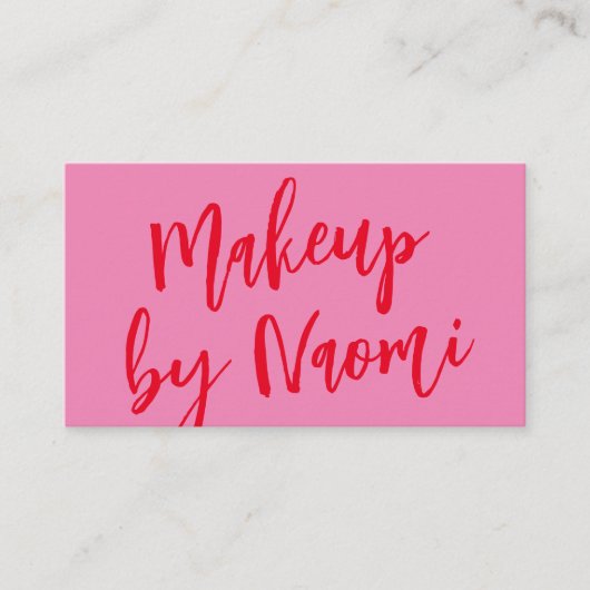 Carte De Visite Fun Rose + Rouge Moderne Calligraphie Script (Devant)