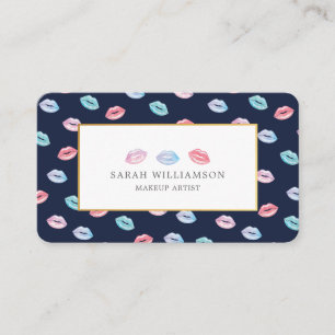 Carte De Visite Fun Styalsih Watercolor Kiss Me Lips Motif