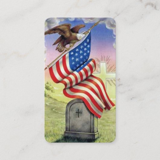 Carte De Visite Funérailles American Eagle Drapeau Prière Sympathy (Devant)
