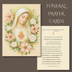 Carte De Visite Funérailles catholiques Bénie Marie Poinsettias