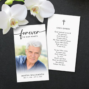 Carte De Visite Funérailles Forever Hearts Photo Cross Prayer Card