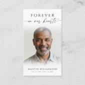 Carte De Visite Funérailles Forever Hearts Photo Cross Prayer Card (Devant)