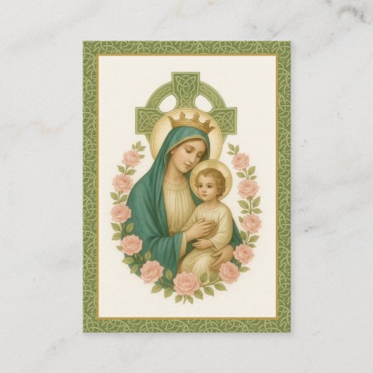 Carte De Visite Funérailles Mémorial Irlandais Croix celtique Jésu (Devant)