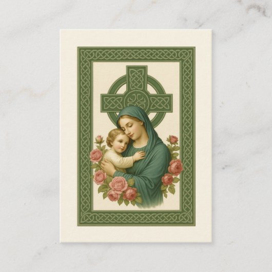 Carte De Visite Funérailles Memorial irlandais Croix celtique Mari (Devant)