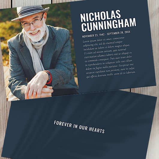 Carte De Visite Funérailles Mémorial Pour Toujours Dans Nos Coeurs