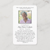 Carte De Visite Funérailles Thérèse aux Roses (Dos)