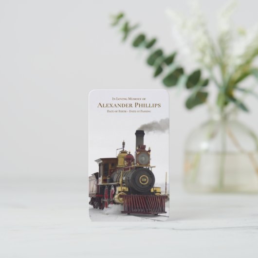Carte De Visite Funéraire Train à vapeur Prière commémorative Cart (Debout devant)