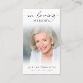 Carte De Visite Funeral In Loving Memory Photo Prayer Card (Devant)