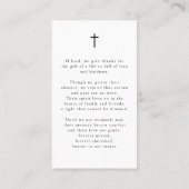 Carte De Visite Funeral Photo Cross In Loving Memory Prayer Card (Dos)