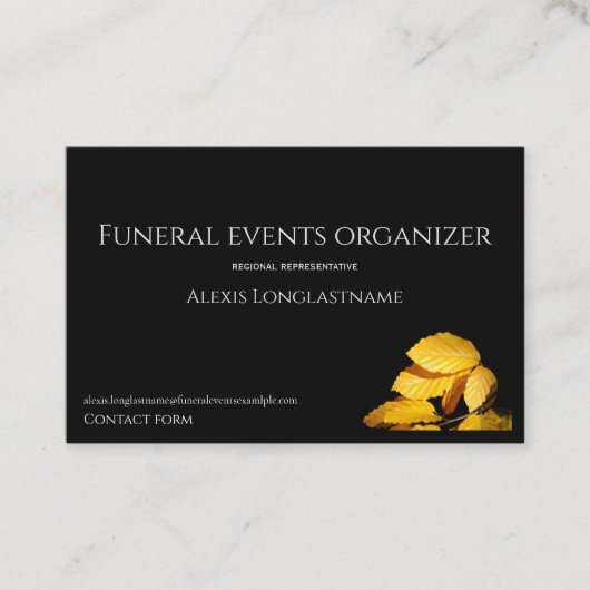 Carte De Visite Funeral services autumn leaves (Devant)