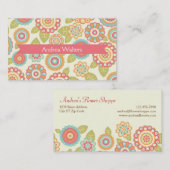 Carte De Visite Funky Boho Retro Flowers Mariage (Devant / Derrière)